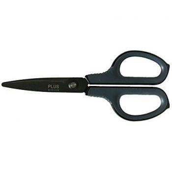 Plus Office 040677 - Tijera Curve Teflón, 174 mm color Gris Cuchilla Negro