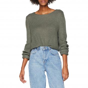 Vila Clothes Vihuggo L/s Knit Top, Suéter para Mujer, Gris