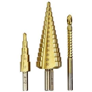 Einhell 3 Piece Step Drill Bit Set 4-12mm - 4-30mm & Rotary File
