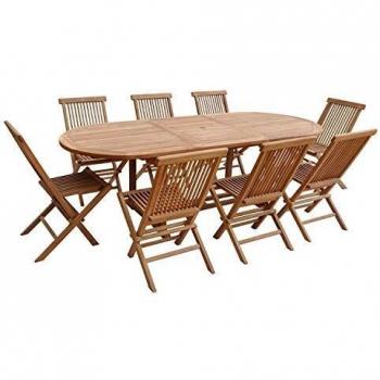 Mesa de Jardín Extensible Ovalada en Teak Lombok - 8 Plazas