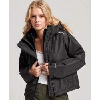Superdry Women's Waterproof Windbreaker Jacket SD-Windcheater Black XL