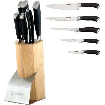 Bloque de Cuchillos de Cocina Profesional Maestro MR-1421, 7 Piezas, Taco de Madera, Hojas de Acero Inoxidable, Mangos Ergonómicos y Tijeras