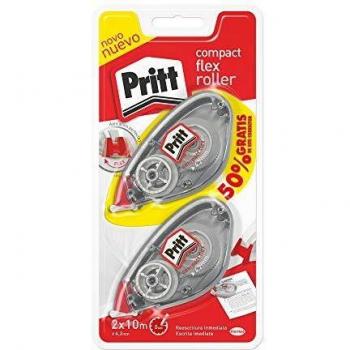 Pritt Roller Compact, corrector roller para tapar errores, correctores de bolígrafo y textos impresos, versátil corrector blanco para frases y letras, 2 x