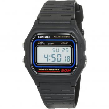Reloj de Pulsera Digital Vintage Casio W59 con Pantalla LCD y Correa de Resina Negra