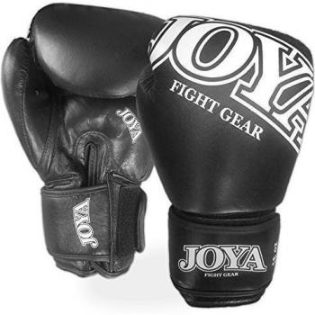 Joya 0060 hombres Thai Kick-Boxing - guantes de cuero negro, 18 oz