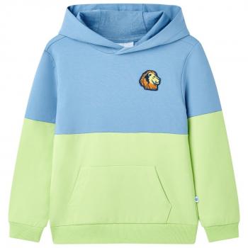 Sudadera infantil con capucha azul y amarillo suave 104
