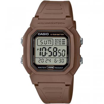 Reloj Casio Digital W-800H-5AV con correa de resina marrón y dial LCD negro