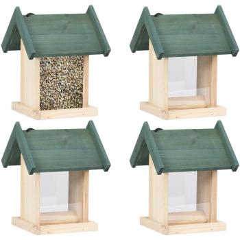 vidaXL Bird Feeders 4 pcs Firwood