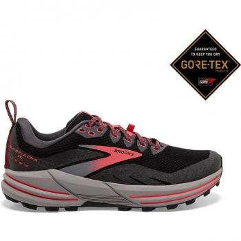 Zapatillas de trail running para mujer Brooks Cascadia 16 GTX, color negro, gris y rosa, talla 38