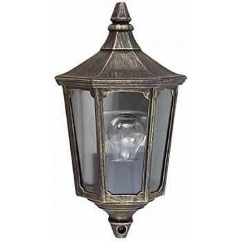 Aplique Cricklade de Elstead, 1 luz de pared para exteriores, media linterna, color negro y dorado, con clasificación IP44, compatible con bombillas E27