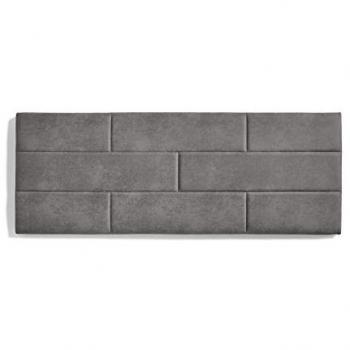 Cabecero Muro Ladrillos Tapizado en Tela Antimanchas Gris 112 cm
