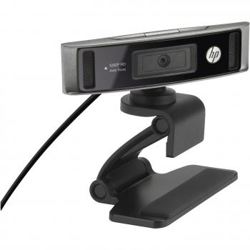 HP - Cámara Web HD 4310, Resolución 1920 x 1080 Pixeles, Velocidad de Fotogramas 30 pps, Conexión USB 2.0, Color Negro, Función Recortar, Sensor CMOS