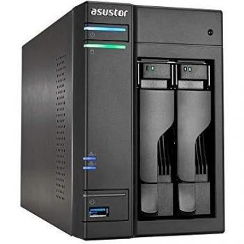 Asustor AS6302T, Unidad de Almacenamiento NAS, DDR3 de Doble Núcleo Conectado a la Red, 2GB RAM, Negro