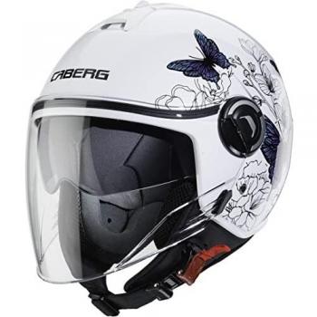 Caberg Riviera V4 Muse Casco Jet, Accesorio Unisex para Adultos, Blanco/Púrpura, XS