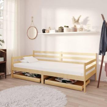 Sofá cama con cajones de madera maciza de pino 90x200 cm