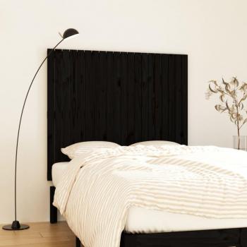 Cabecero de cama pared negro 127,5x3x110 cm madera maciza de pino