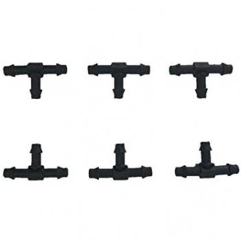 Conector T para Microtubo de Riego por Goteo de 4 mm - 50 Unidades - Resistente a Rayos UV - Sistema de Dientes de Agarre