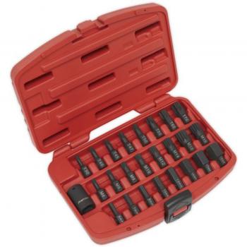 Kit de puntas de tornillo SEALEY AK5612 - Maleta de plástico con 25 puntas de impacto Torx, hexagonales y XZN en Cr-Mo - Gama Premier