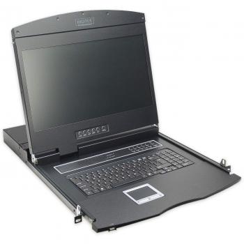 Consola KVM Modular 19 LCD Digitus con Touchpad, 8 Puertos, 1U y Teclado US