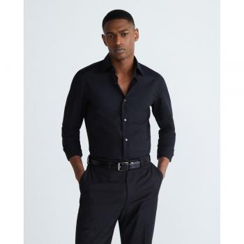 Camisa de Negocios Slim Fit Popelina con Stretch BOSS Negra Talla 44