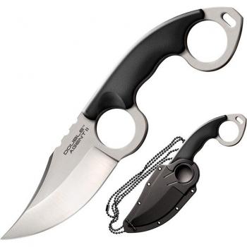 COLD STEEL 39FN 3 INCH Fixed Blade Knife, Cold Steel Double Agent II Fixed Blade Knife, Grivory Grip, Plain, Secure-Ex Neck Sheath