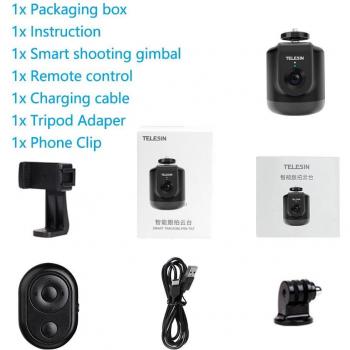 Cardán Inteligente TELESIN para Selfie con Rotación de 360 Grados y Seguimiento Automático de Rostros para GoPro, Osmo Action, Smartphone y Cámara Vlog en Vivo