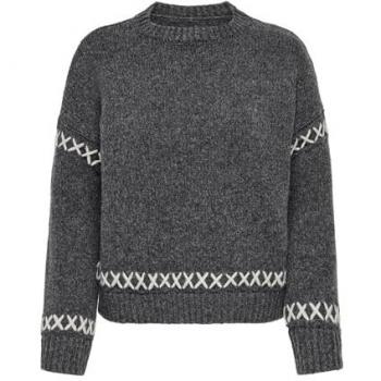 Suéter de Punto Regular Fit Amanda con Cuello Redondo en Gris Oscuro - Suave y Cálido para Mujer