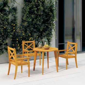 vidaXL Outdoor Dining Chairs Set of 3, Solid Acacia Wood