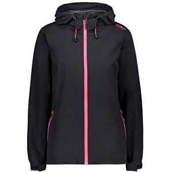 CMP Women's Waterproof Hooded Rain Jacket - Black/Pink - XXS