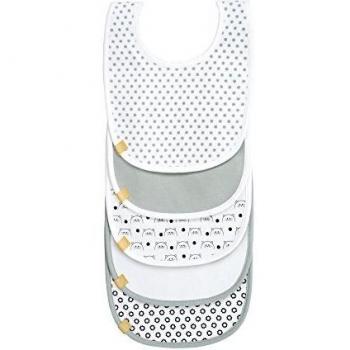 Lässig - Baberos para bebé, juego de 5 unidades, de algodón, con cierre de velcro blanco Blanco