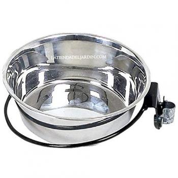 Comedero Bebedero para Perros de Acero Inoxidable 2,8 L con Soporte para Pared - Medidas: Ø25 cm, 25 x 26 x 8,2 cm