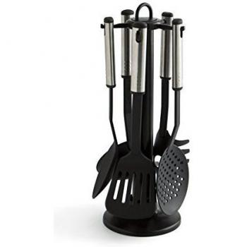 Quid Set 5 Gadgets INOX+Nylon con Soporte Cambria, Negro, 5.36 cm