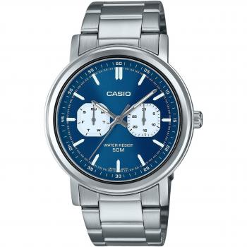 Casio Men's Standard Analog Quartz Watch with Stainless Steel Band and Blue Dial MTP-E335D-2E1V
