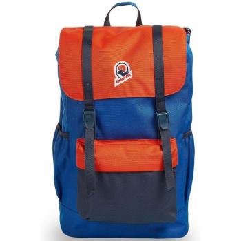 Invicta Eco-Friendly Colorblock Backpack - Versatile Knapsack for School, Office, and Outdoor Use with Laptop Sleeve and Side Pockets in Orange/Blue