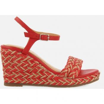 Sandalias de cuña bicolor natural con trenzados