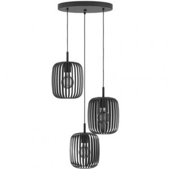 Lámpara Colgante Romazzina, 3 luces, Ø 46 cm, acero negro, casquillo E27