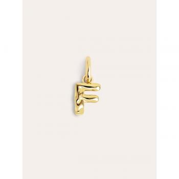 Charm Letter Organic de plata bañada en oro Letra F