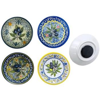 Imán Decorativo Cerámica Olivo - Set 4 Piezas Magnéticas para Cocina y Nevera - Estilo Moderno