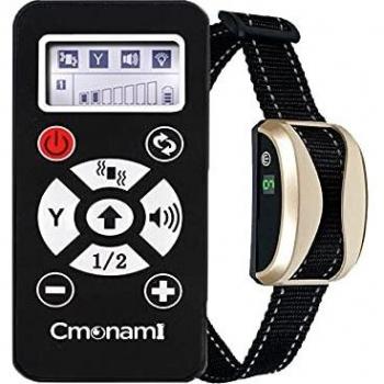 Cmonami Collar adiestramiento para Perros,Collar de Perro Resistente al Agua Recargable con Modos automáticos ,vibración, Sonido, con un Alcance de 730 Metros.