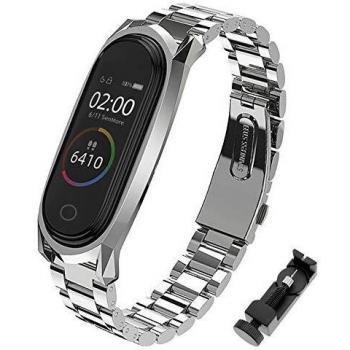 SenMore Compatible Correa Mi Band 3/4 Correas Metal, Pulsera de Acero Inoxidable Agradable para Mi Band 3 Correa and Mi Band 4 Correa
