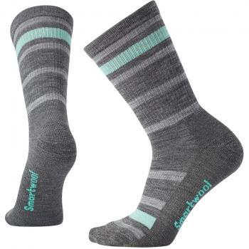SmartWool Women 's Striped Hike Light Crew Socks, Primavera/Verano, Mujer, Color Medium Gray, tamaño Medium