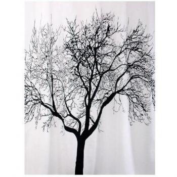 Bisk - Cortina de Ducha (180 x 200 cm), diseño de árbol, Color Negro y Blanco