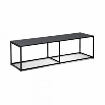 Mueble TV Industrial de Metal Negro 140x40x40cm con Barra de Refuerzo