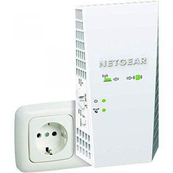 Repetidor WiFi Mesh NETGEAR EX6420 AC1900 - Amplificador de señal inalámbrico hasta 150 m² y 30 dispositivos, con puertos Ethernet de 10/100/1000 Mbit/s