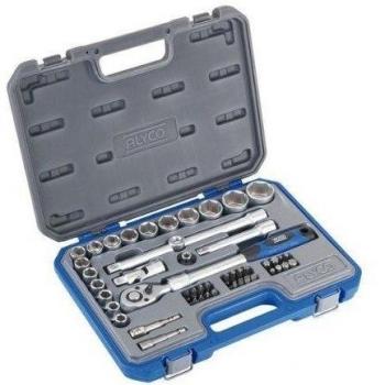 Alyco 192384 - Juego 48 piezas llaves de vaso 1/2 + carraca extensible + adaptadores + puntas en maletin plastico
