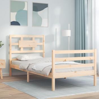 Cama individual de madera maciza con cabecero y pequeña cintura redonda