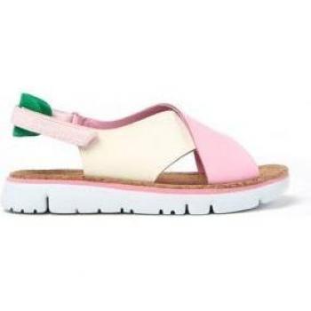 Sandalias de piel Oruga rosa Camper para mujer con diseño multicolor