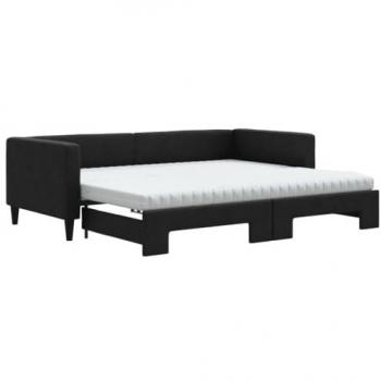Sofá cama nido con colchón tela negro 90x200 cm