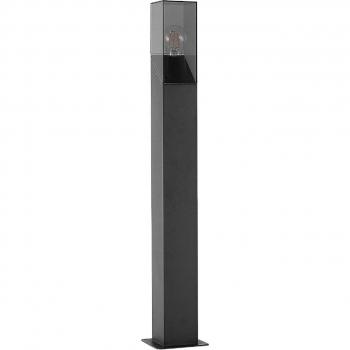 Bolardo luminoso Lucande Fiola, lámpara para exterior moderna en negro, fabricada en aluminio, con 1 llama E27, ideal para iluminación de senderos y balizas
