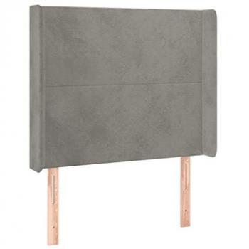 Cabecero con LED de Terciopelo Gris Claro 103x16x118/128 cm